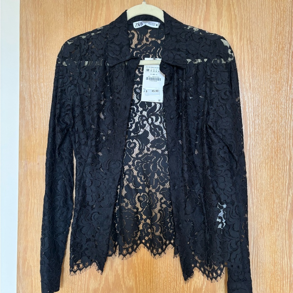 Zara lace button up blouse.